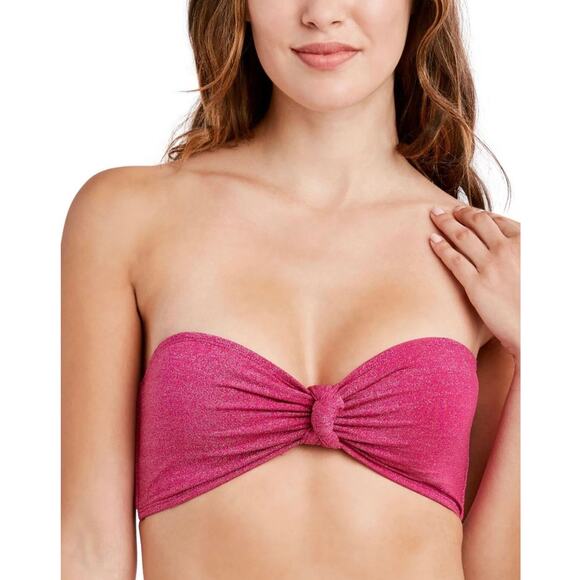 BCBGeneration Stardust Pink Metallic Knot Bandeau Bikini Top L NWT - Picture 1 of 4